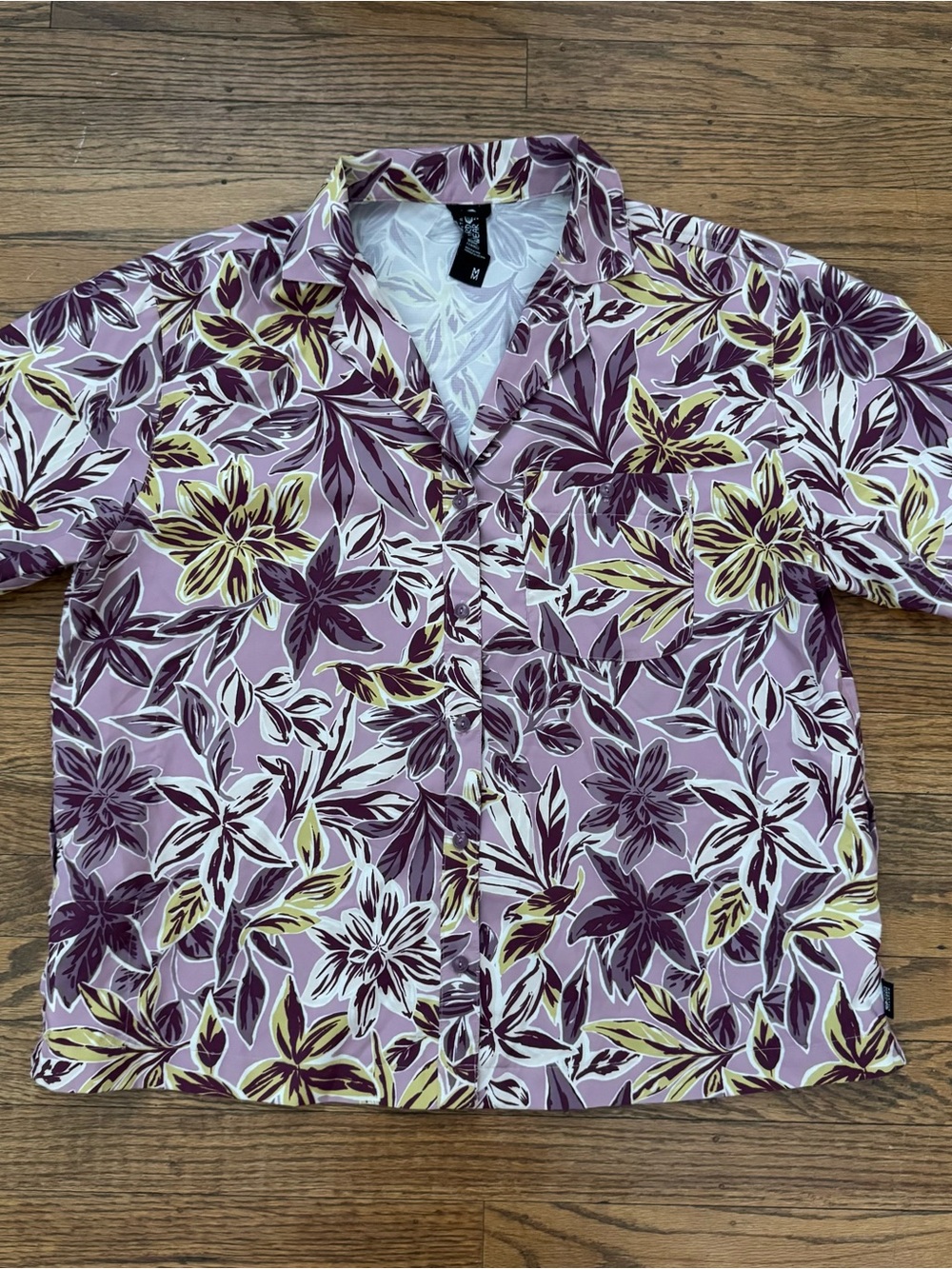 Mountain Hardwear Trail Sender Short-Sleeve Button Pink Moonstone Floral M EUC